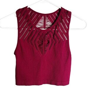 Itzon - Burgundy Cutout Crop Top - Sz.‎ L